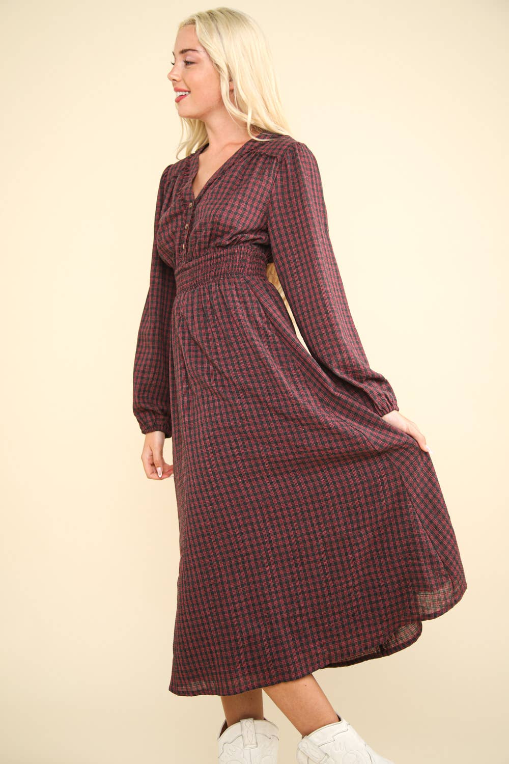 Sassy Plaid Midi Dress A377