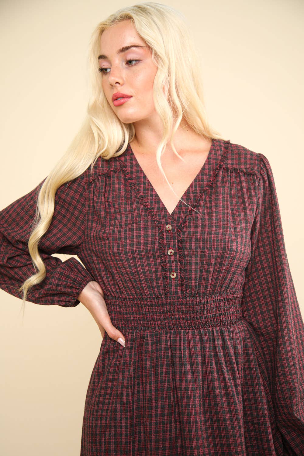 Sassy Plaid Midi Dress A377