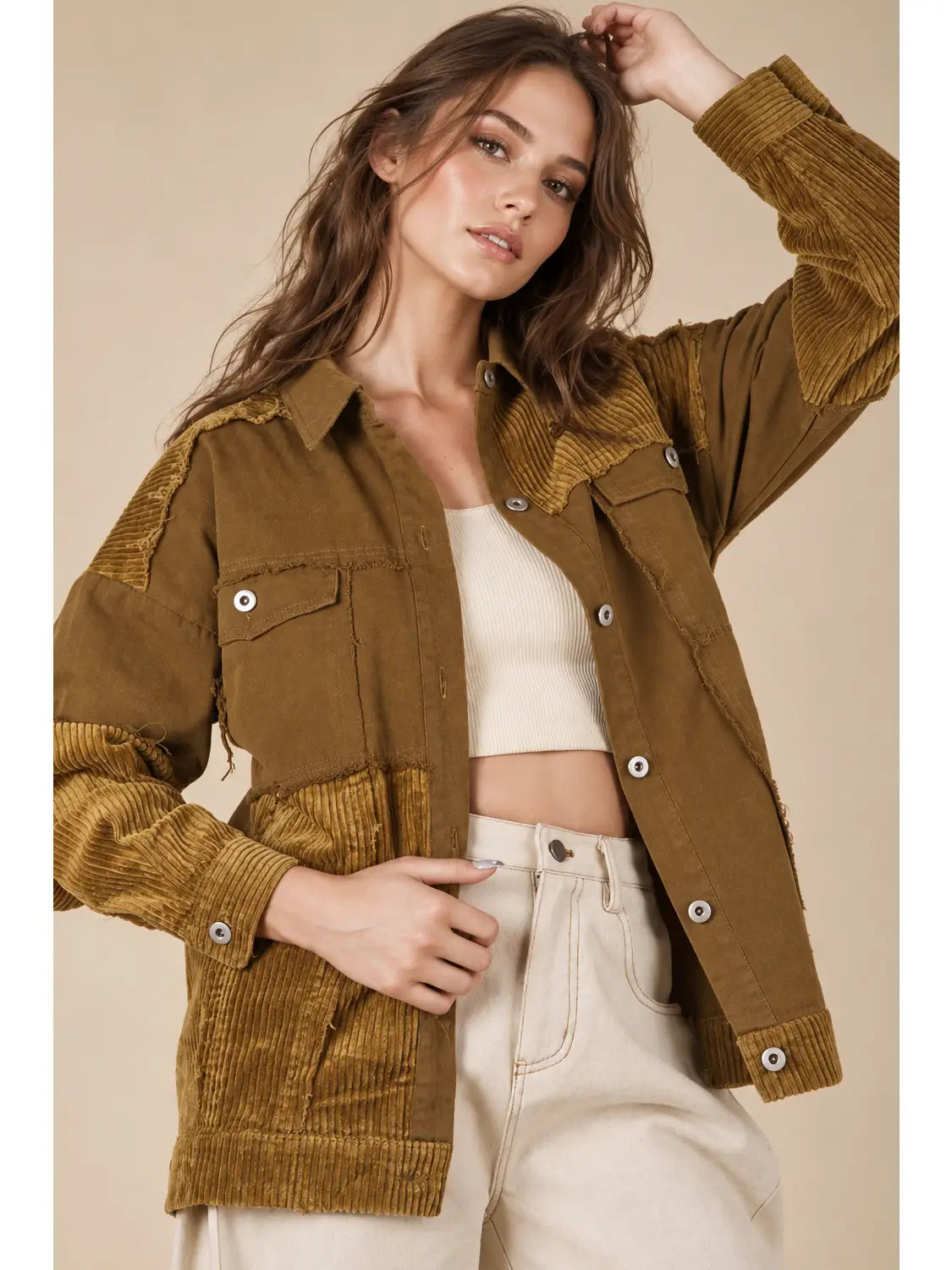 Loving Washed Corduroy Shacket A378