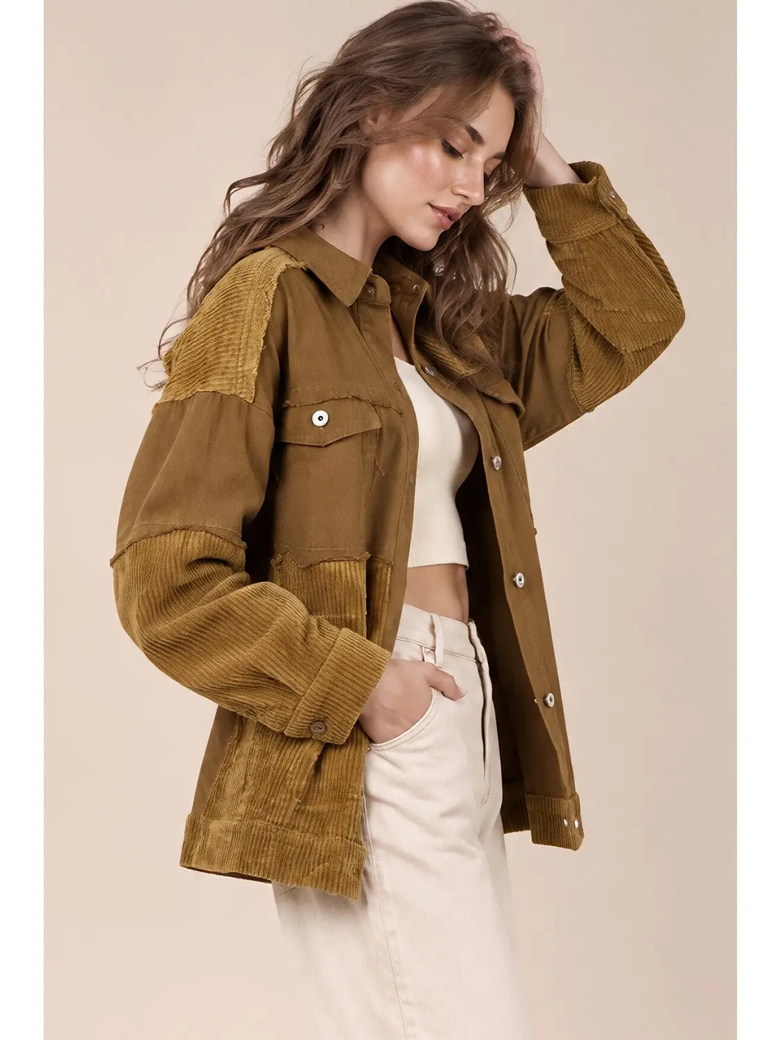 Loving Washed Corduroy Shacket A378