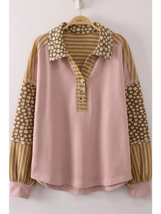 Sweet Daisy Stripe Contrast Top A379