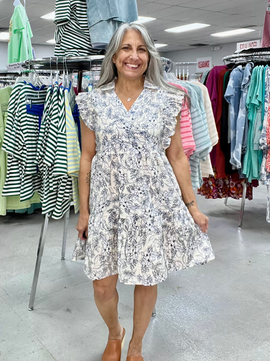 Tranquil Floral Tiered Multi Print Dress W321