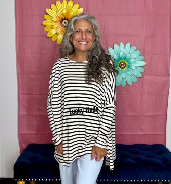 Casual Striped Oversized Top A354