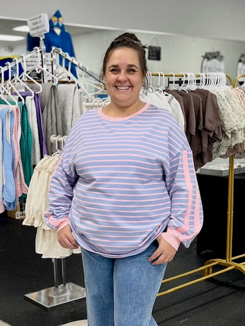 Madi Oversized Stripe Top D1615