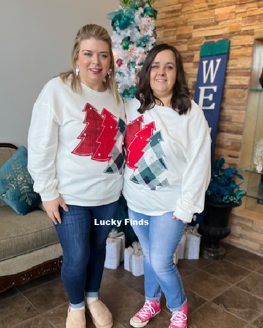 Christmas Tree Pearl Patched Top D1608