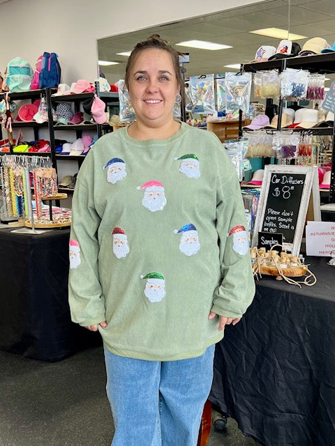 Santa Sequin Patch Top D1619