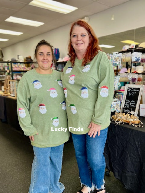 Santa Sequin Patch Top D1619