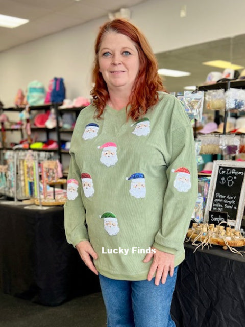 Santa Sequin Patch Top D1619
