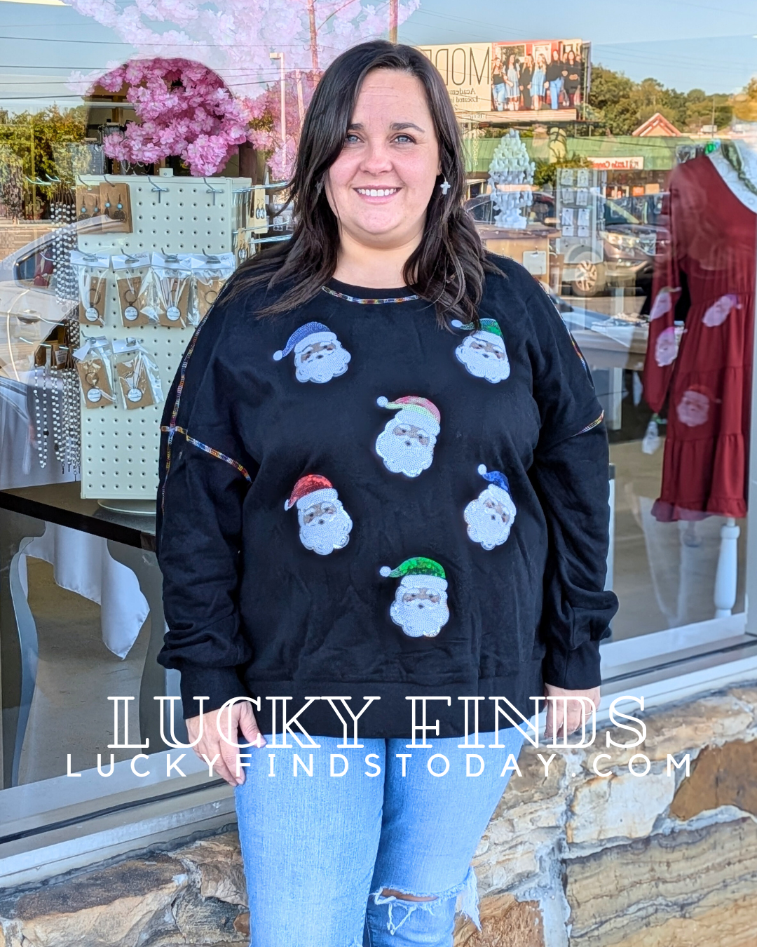 My Santa Sequin Patch Top D1620