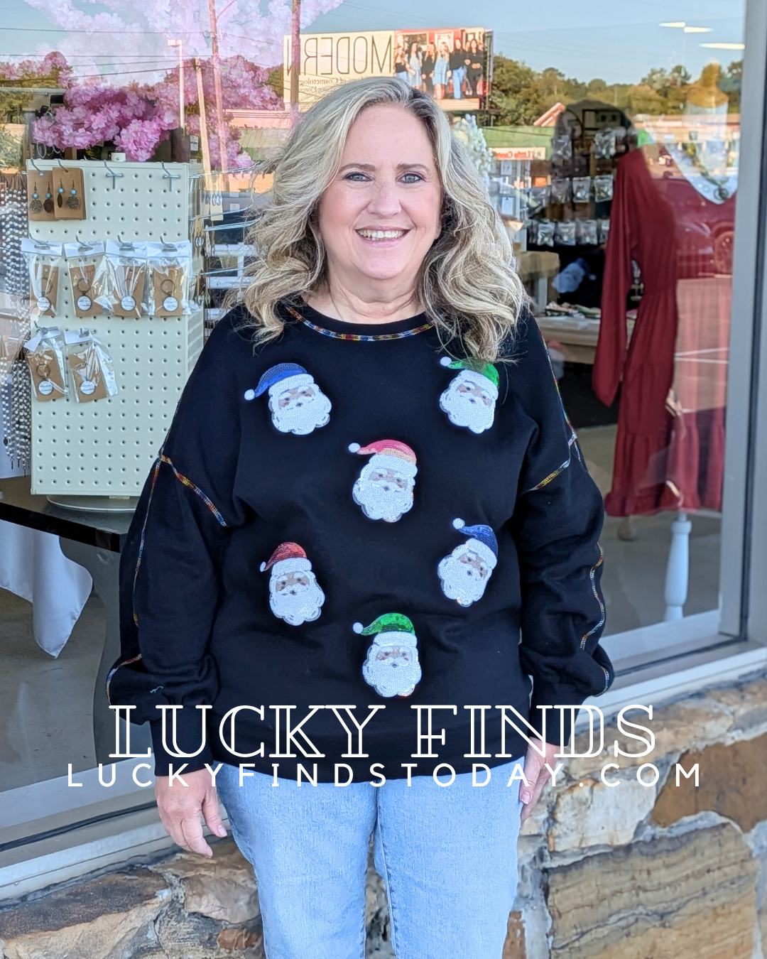 My Santa Sequin Patch Top D1620