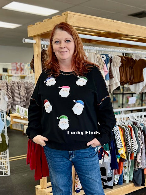 My Santa Sequin Patch Top D1620