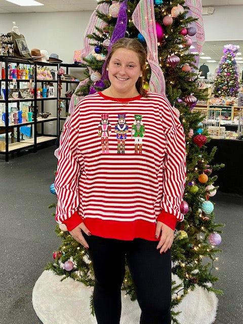 Nutcracker Sequin Striped Top D1636