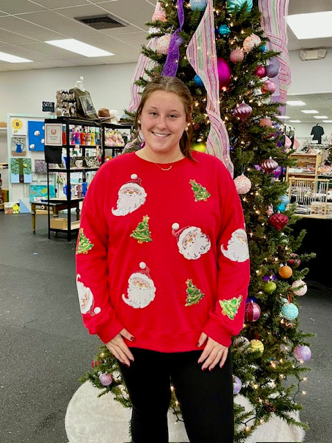 Red Santa Patch Top D1638