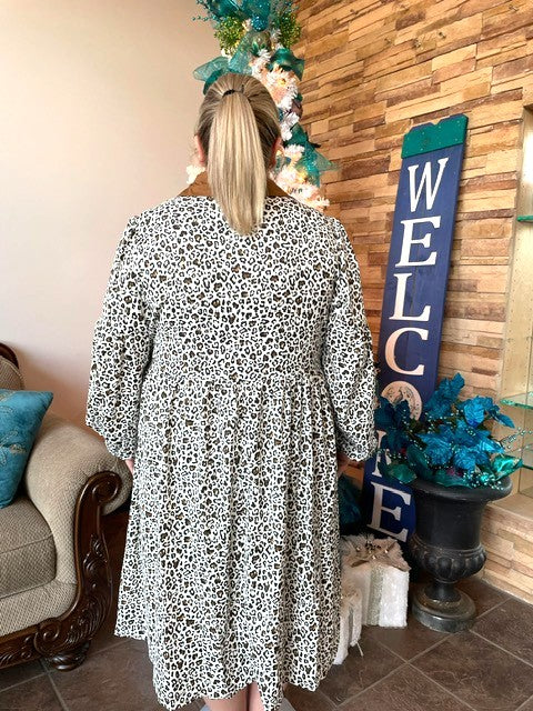 Vintage Leapard Print Maxi Dress D1641