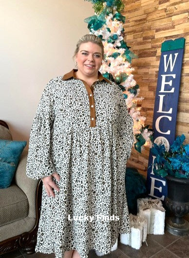 Vintage Leapard Print Maxi Dress D1641