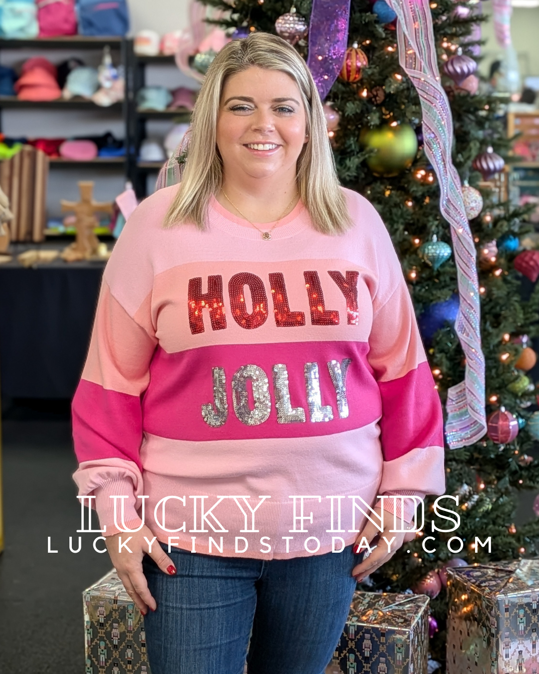 Sweet Holly Jolly Sequined Top D1650