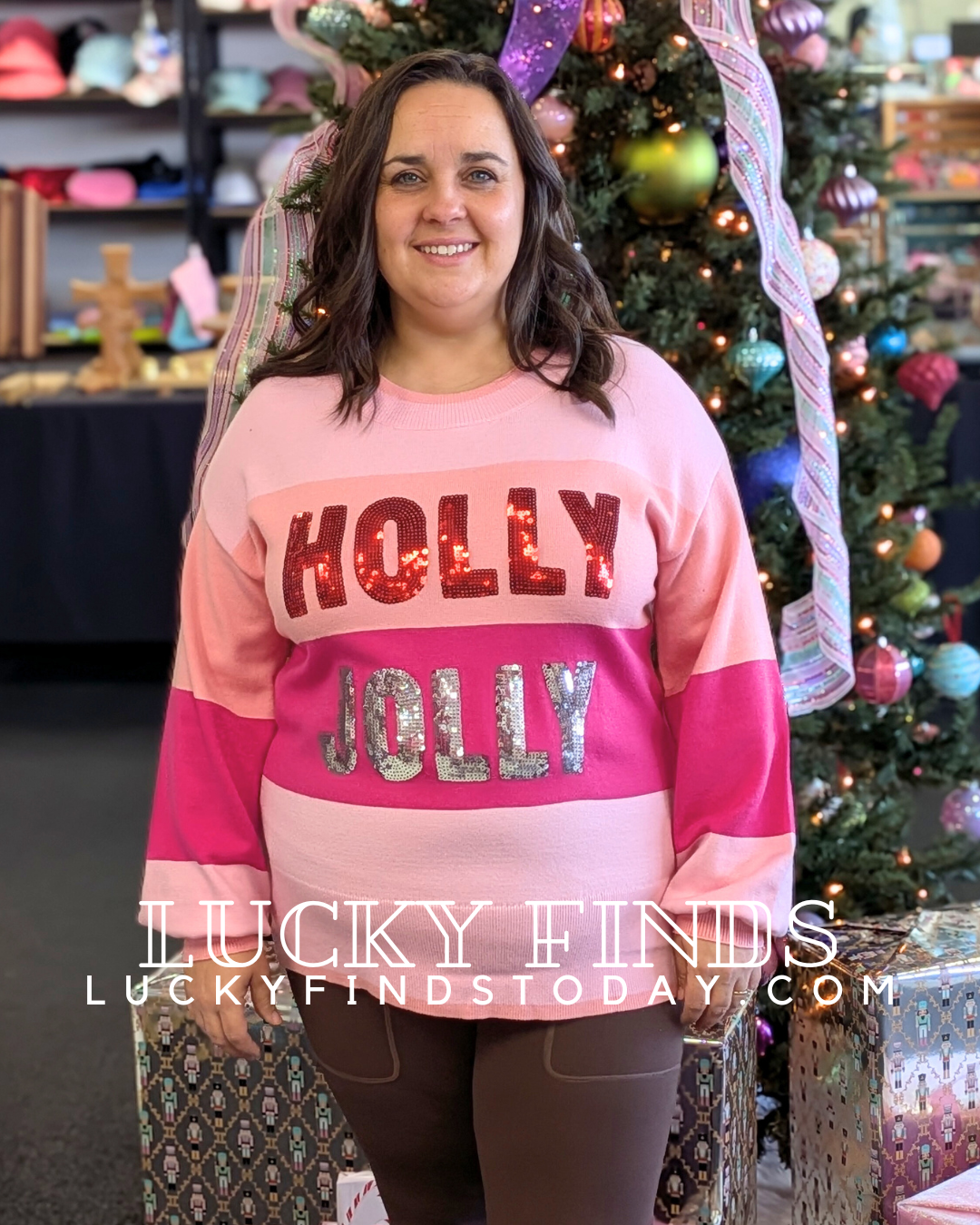 Sweet Holly Jolly Sequined Top D1650