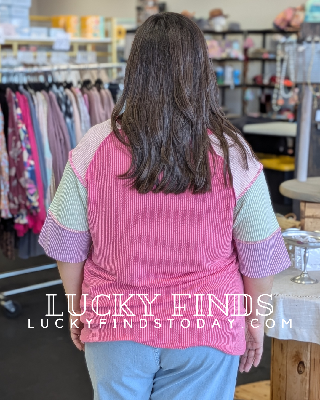 Fun Henley Contrast Top D1665