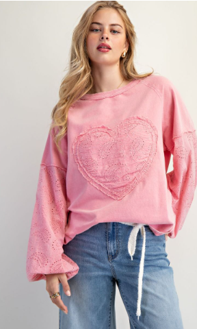 Romantic Heart Patch Top D1672  Pre-ordered, arriving Friday 1.30.2026