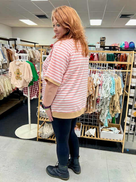 Casual Stripe Contrast Top D1673