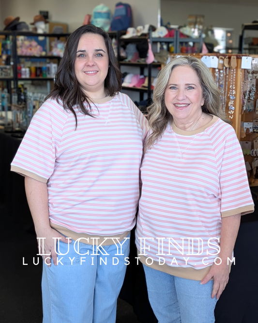 Casual Stripe Contrast Top D1673