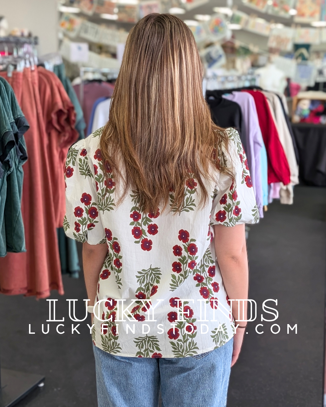 Two Colors Floral Top D1680