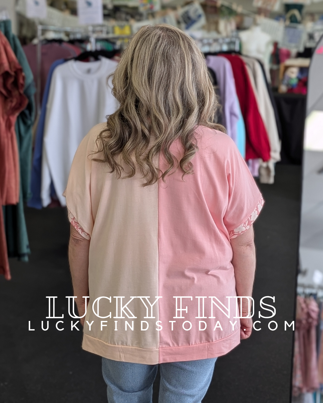 Two Tone Daisy Patch Top D1696