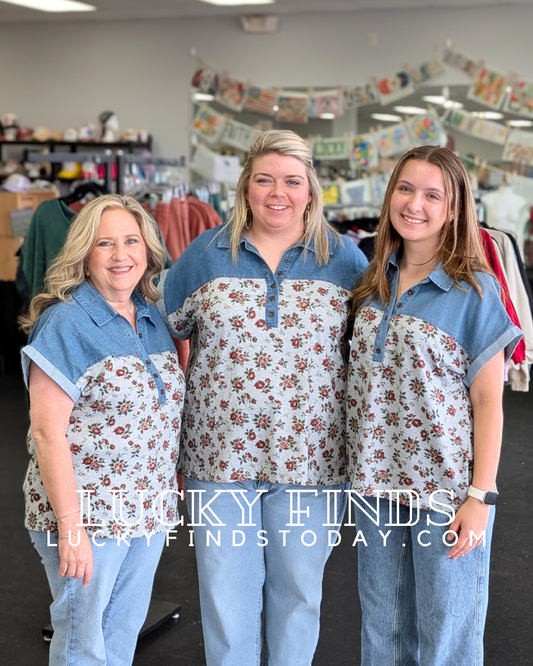 Vintage Denim Patchwork Top D1701