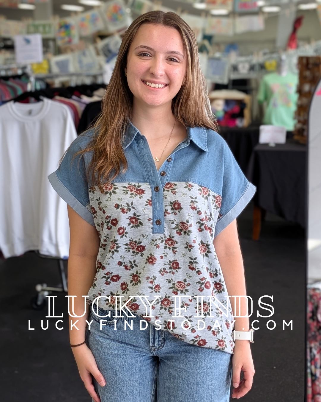 Vintage Denim Patchwork Top D1701