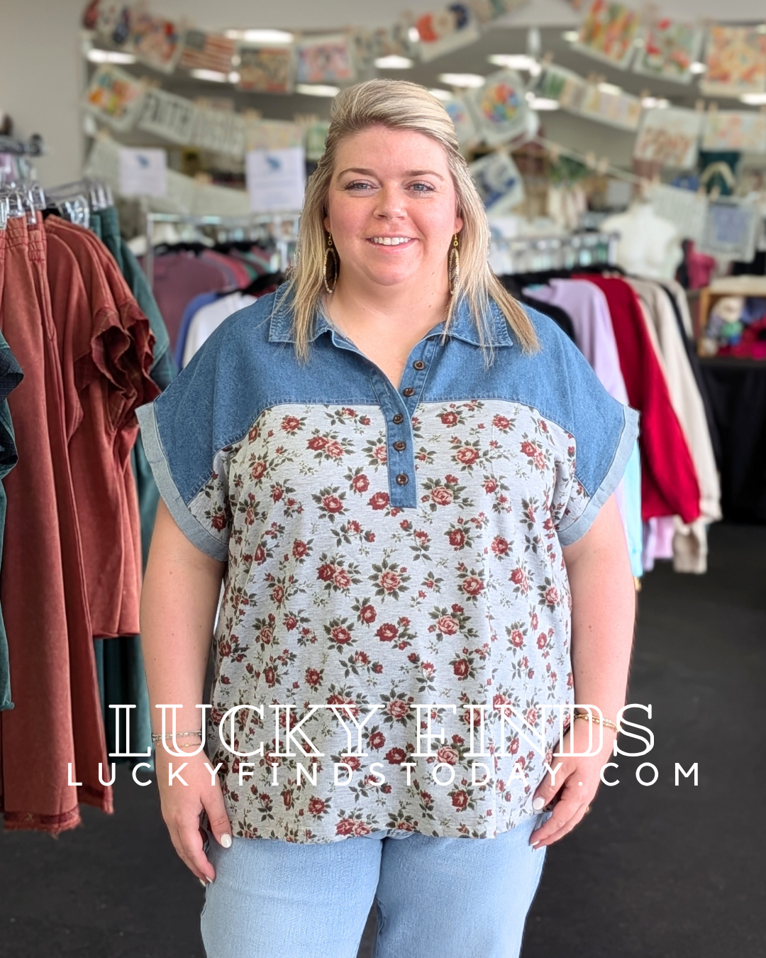 Vintage Denim Patchwork Top D1701