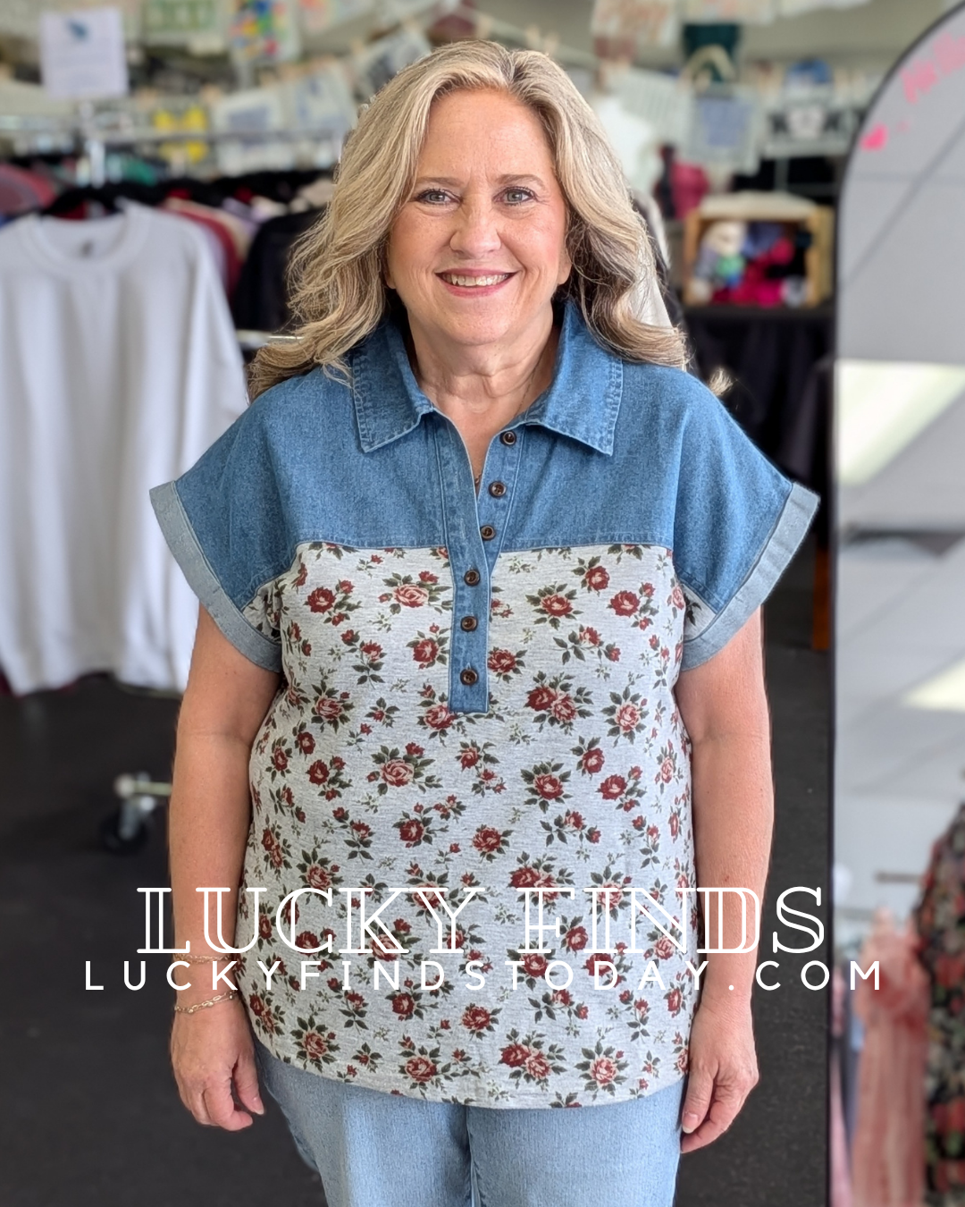 Vintage Denim Patchwork Top D1701