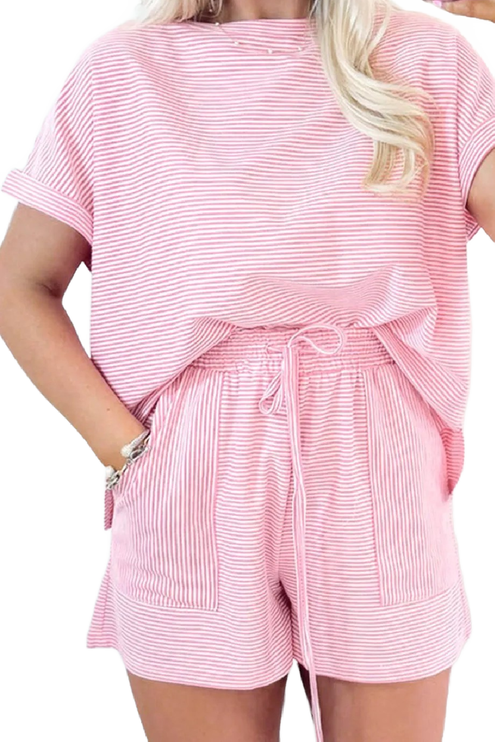 Take Me Stripe Shorts Set D1706