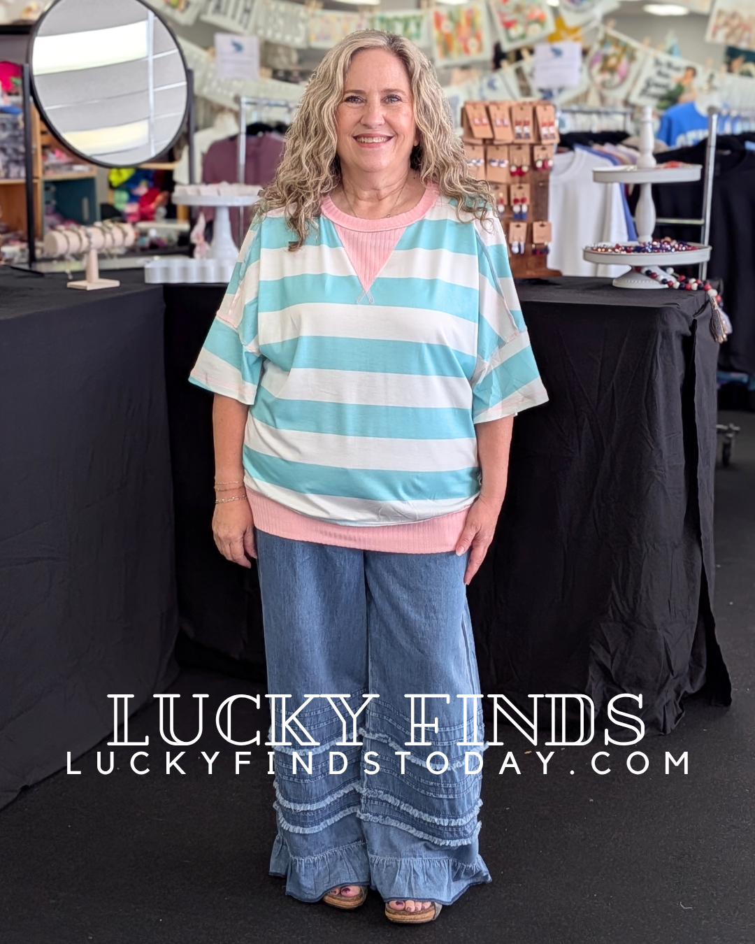 Vintage Ruffled Chambray Pants D1711