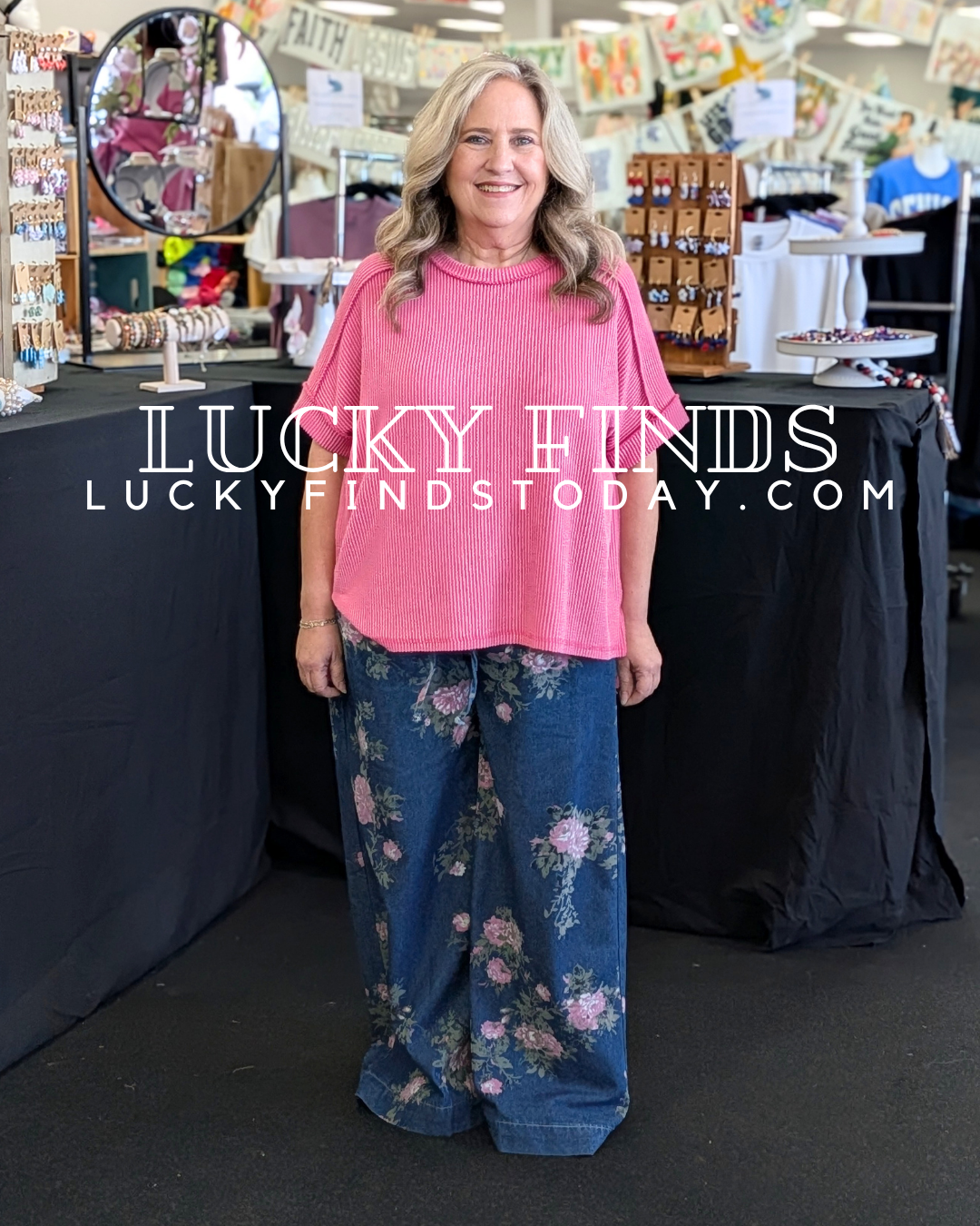 Sassy Floral Chambray Pants D1717