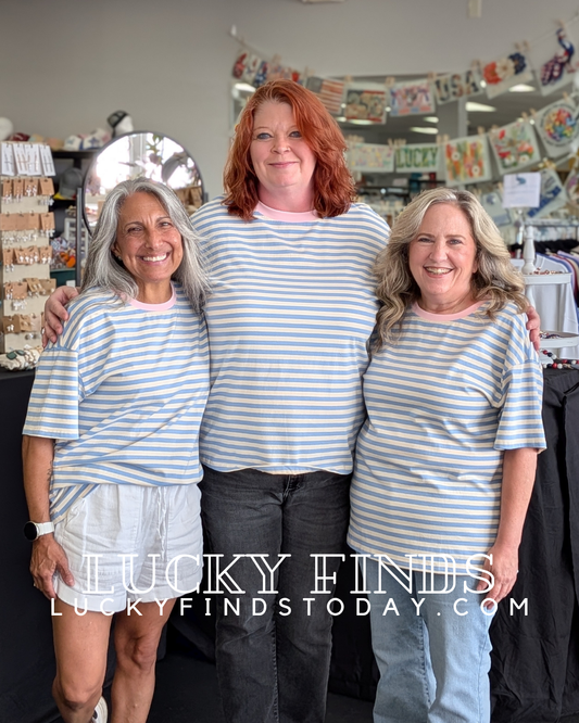 Dancing Striped Contrast Top D1721