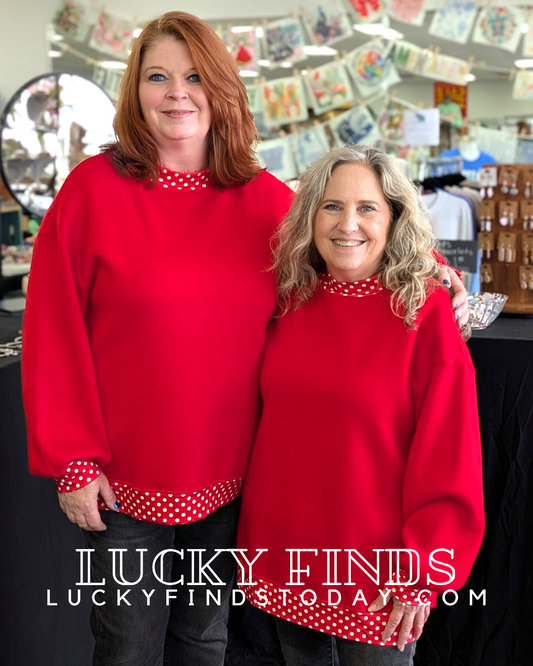 Sassy Polka Dot Trim Top D1752