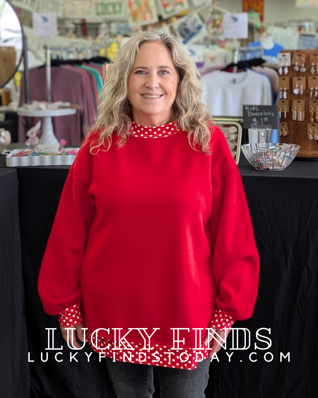 Sassy Polka Dot Trim Top D1752