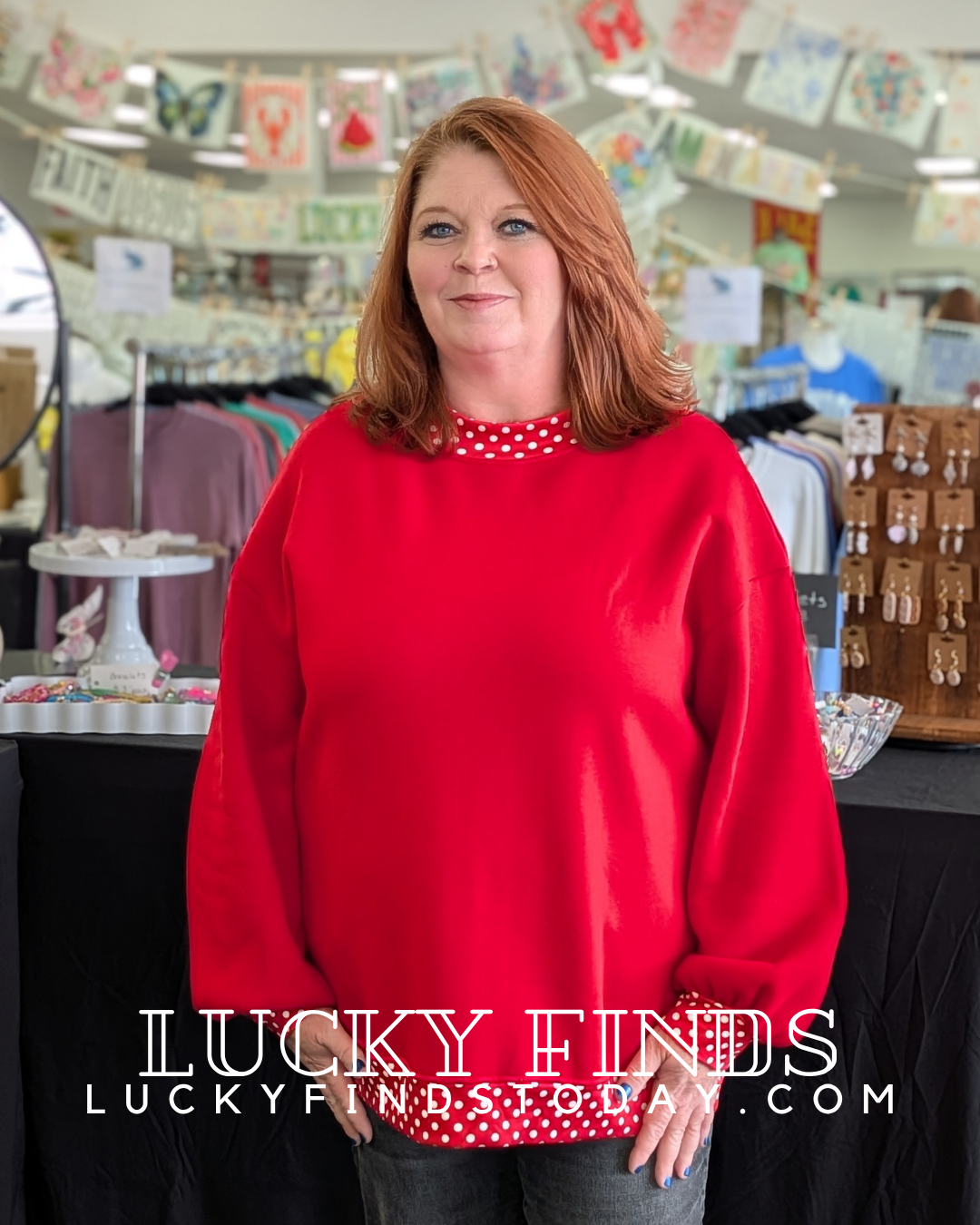 Sassy Polka Dot Trim Top D1752