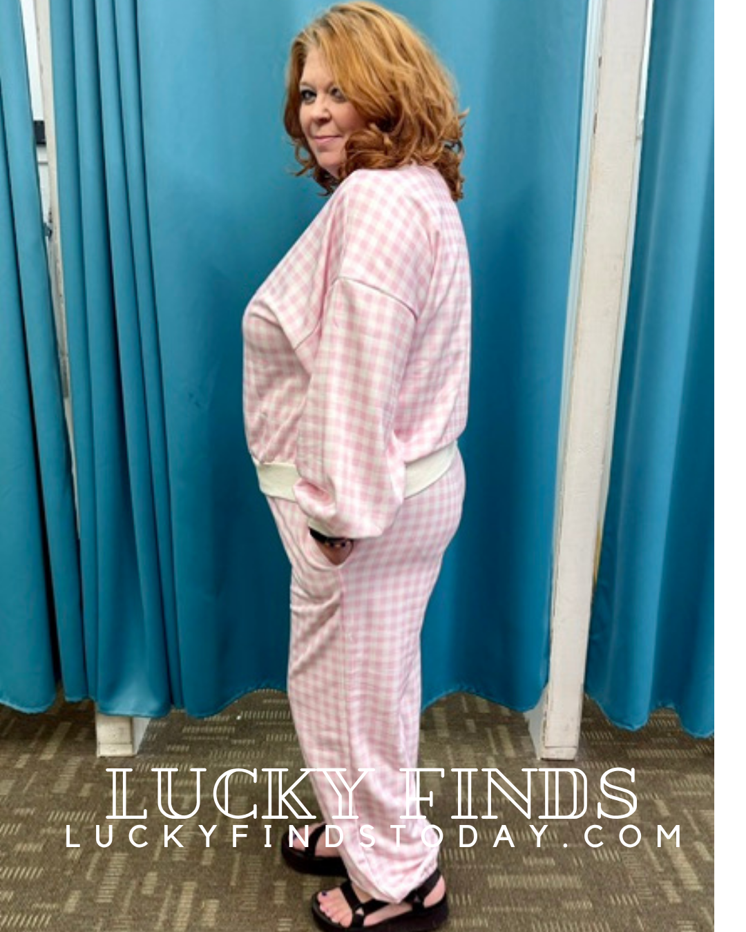 Girly Pink Plaid Pants Set D1756