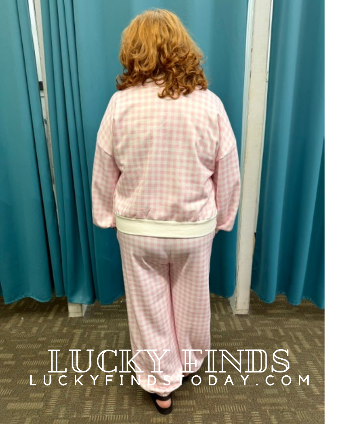 Girly Pink Plaid Pants Set D1756