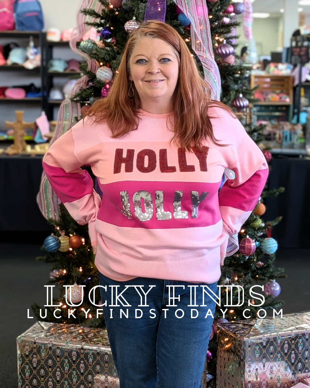 Sweet Holly Jolly Sequined Top D1762