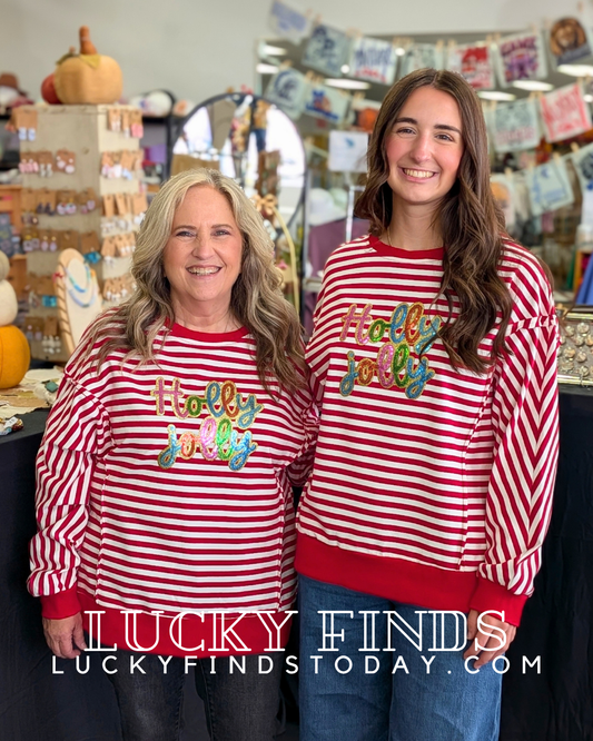 Holly Jolly Sequin Striped Top D1770