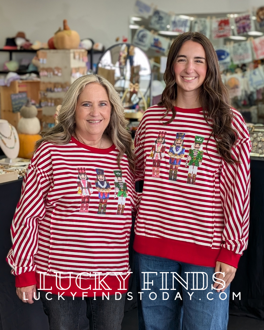Nutcracker Sequin Striped Top D1771