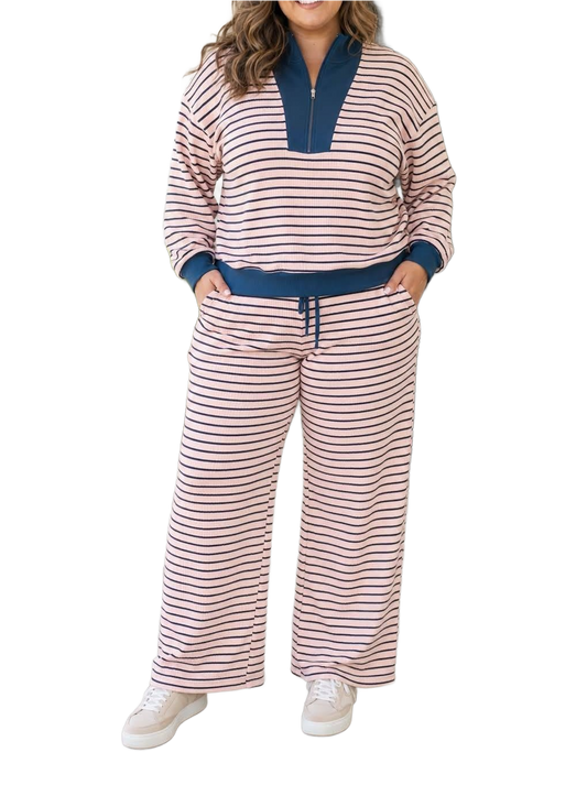 Unique Curvy Striped Pants Set D1776