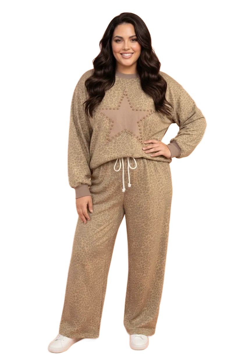 Leopard Star Top & Pants Set D1779