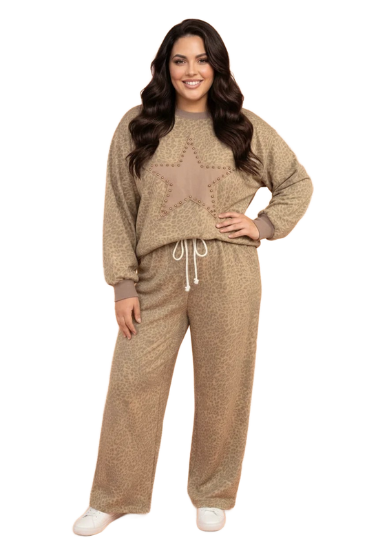 Leopard Star Top & Pants Set D1779