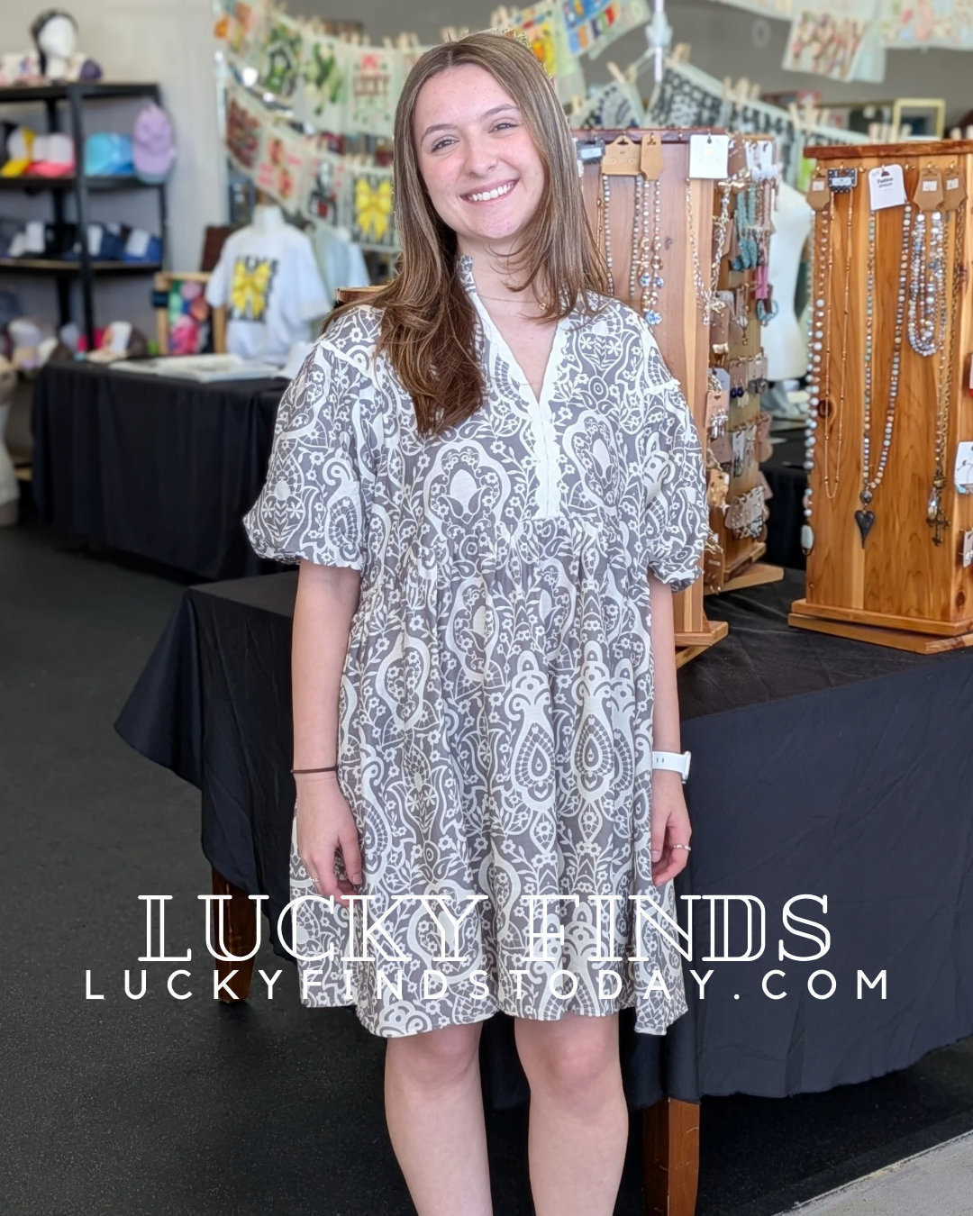 Umgee Short Puff Sleeves Dress P474