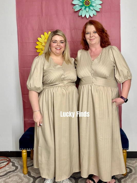 Dreamy Pinstripe Curvy Maxi W361