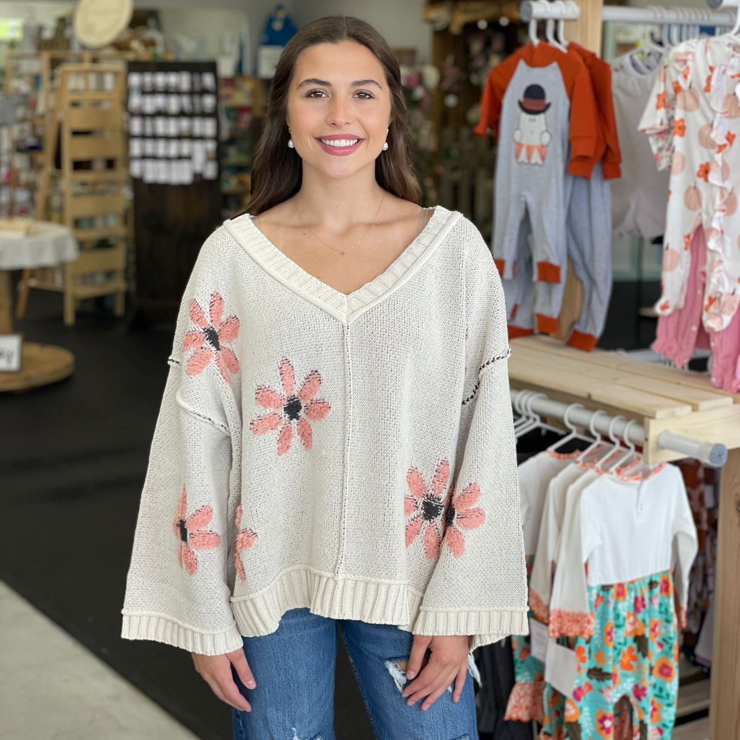 Booming Daisy Chenille Sweater Top P247