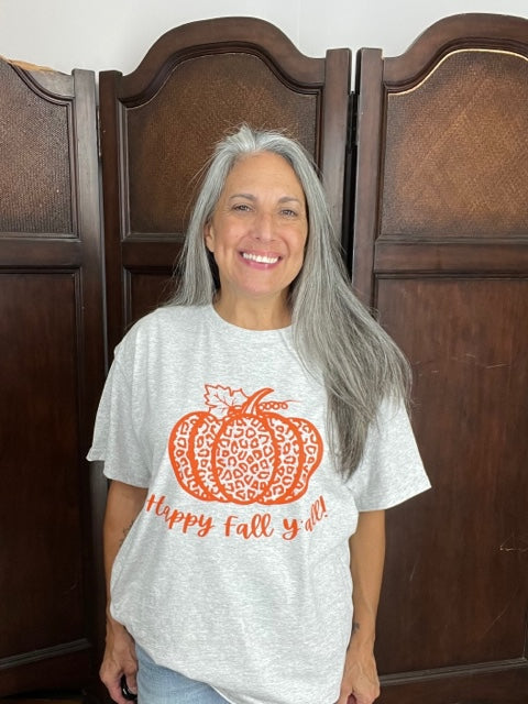 Happy Fall Y'all Orange Pumpkin Tee CP263